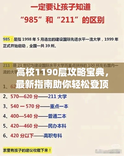 高校1190层攻略宝典，最新指南助你轻松登顶！