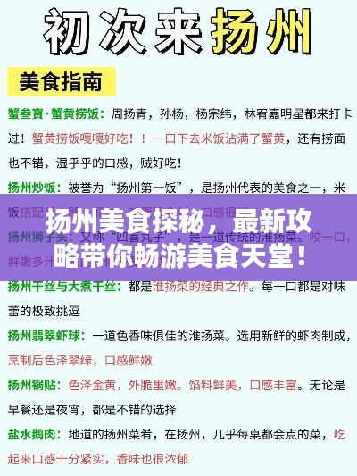 扬州美食探秘，最新攻略带你畅游美食天堂！