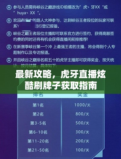 最新攻略，虎牙直播炫酷刷牌子获取指南