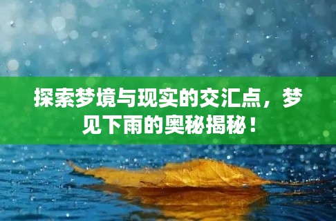 探索梦境与现实的交汇点，梦见下雨的奥秘揭秘！